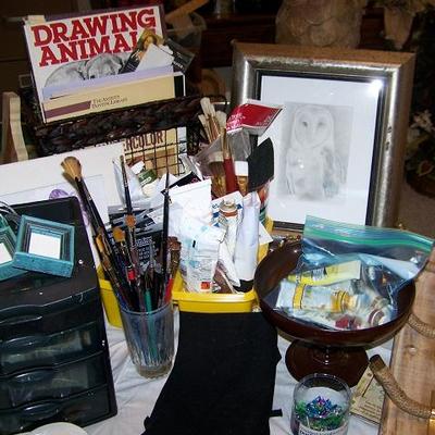 Oil paints, brushes and art supplies