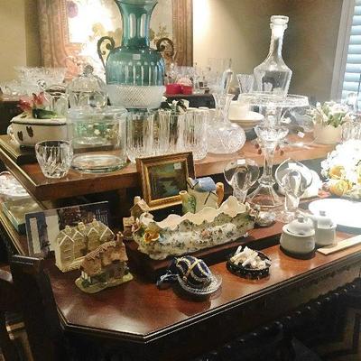 Beautiful Dining Room Table and Assorted China