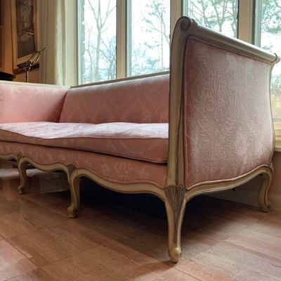 French Provincial Sofa in Pink Damask 