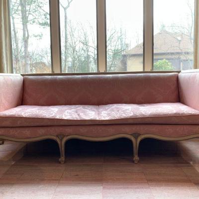 French Provincial Sofa in Pink Damask 