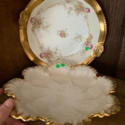 Hand Painted Limoges, Lenox Oyster Plate 