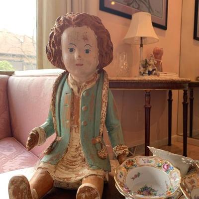 Hand Painted Antique Wooden Doll 