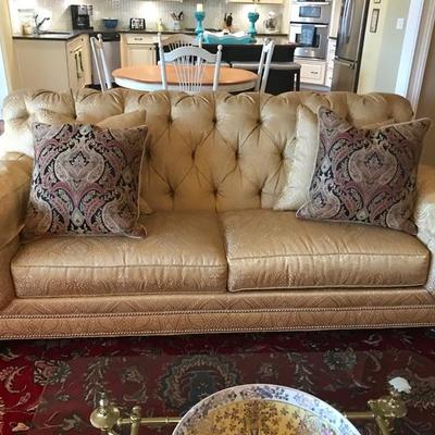 Ethan Allen sofa with down pillows nail head trim $1,995
84 X 39 X 35