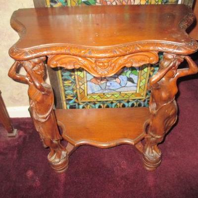 Hand Carved Goddess Inspired Accent Table 