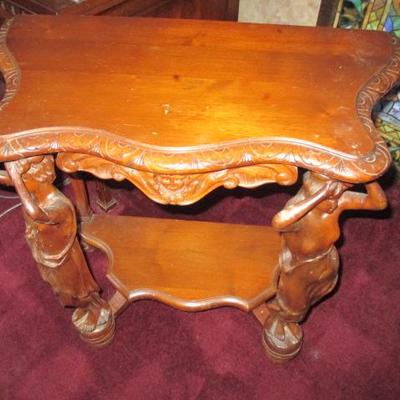 Hand Carved Goddess Inspired Accent Table 