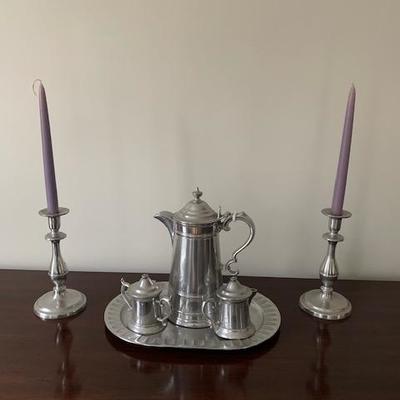 Coffee Service and Candle Sticks $45