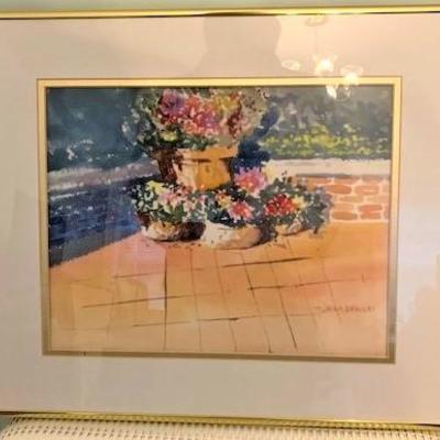 "Courtyard Plants" Thomas Wilczewski Framed Watercolor
