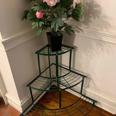 PAIR OF VINTAGE GREEN METAL PLANT STANDS AHH-DOOR-ABLE $50 EACH OR PAIR FOR $90