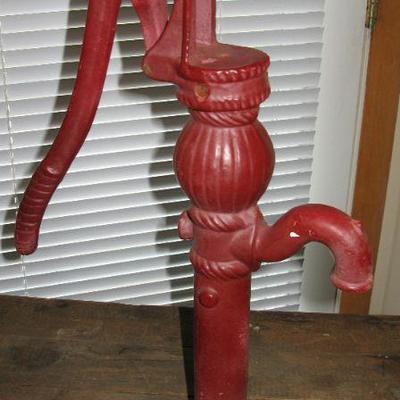 Red painted old iron kitchen sink pump  BUY IT NOW $ 60.00
