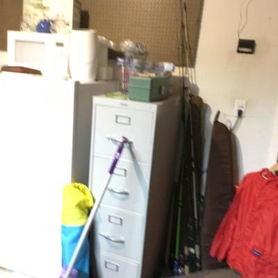 Fishing Poles, File Cabinet.