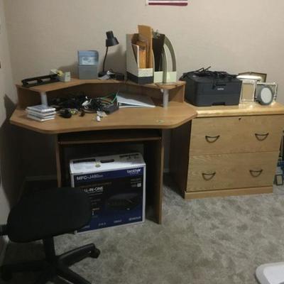 Office Desk, File Cabinet and Chair