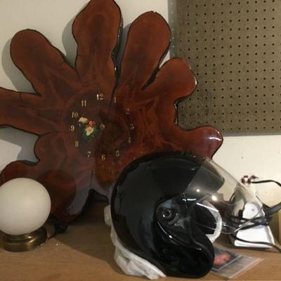 Glass Light Shade, Lava Lamp,Redwood Wall Clock, Motor Cycle Helmet