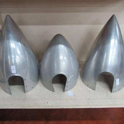 3 Aluminum Airplane Nose Cones