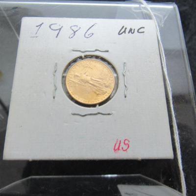 U.S. 1986 1/10 oz. Fine Gold $5 Coin