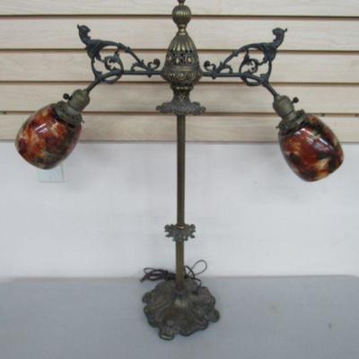 19th C. Dragon Art Glass Lamp