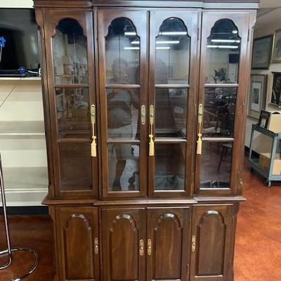 Ethan Allen Two piece china cabinet