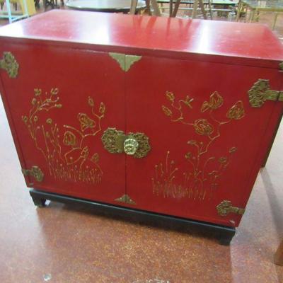 Chinoiserie Red & Gold Credenza, NC