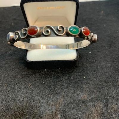 Sterling Multi Stone Bangle Bracelet