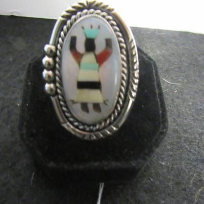 Navajo Sterling Inlay Kachina Ring 