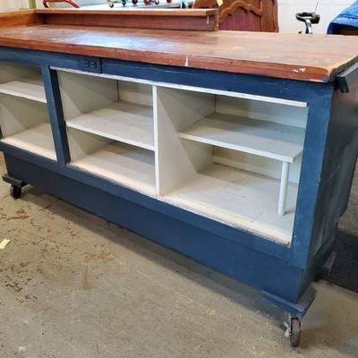 Painted Work Bench on Casters
