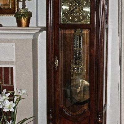 One of three grandfather clocks by Howard Miller