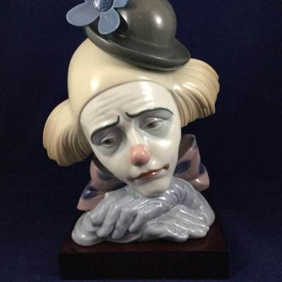 Lladro ''Pensive'' Clown Figurine