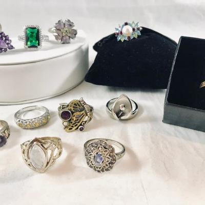 11 Rings with Colored Stones