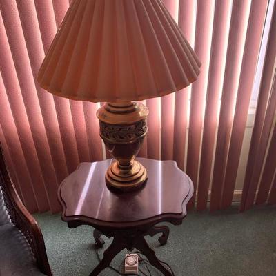 Eastlake lamp table $60, Brass lamp $25