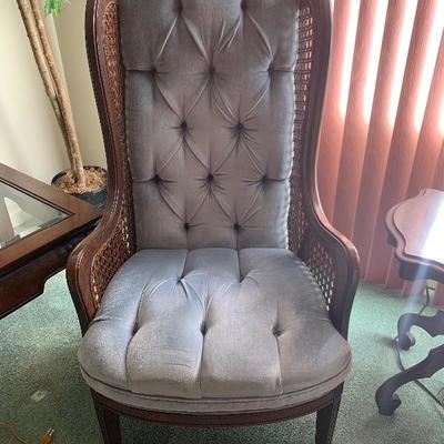 Tufted arm chair, cane sides $50