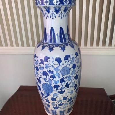 Tall blue vase $75
