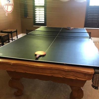 pool table with added ping pong table on top