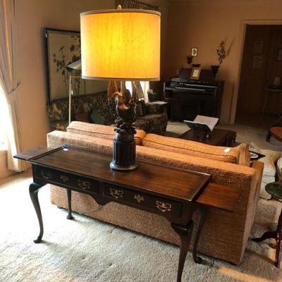 Harden Tea Buffet Console Sofa Table; Georgian Queen Anne Chippendale 2 drawers; Full price $295; Call (469) 952-7132 if interested. 