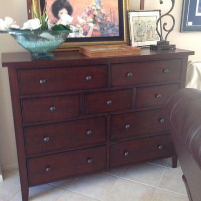 Dresser, mirror (not shown) and 2 night tables $350