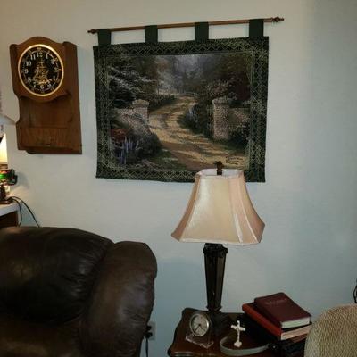 THOMAS KINCAID TAPESTRY WALL HANGING WITH WOOD HANGING ROD $20