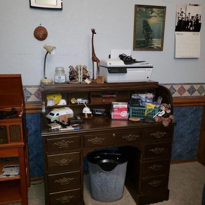 ROLLTOP SECRETARY DESK, SCRATCHES, AS-IS $65