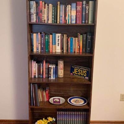 Extensive Religious Book/DVD/VHS/Audio Collection in Bookcase