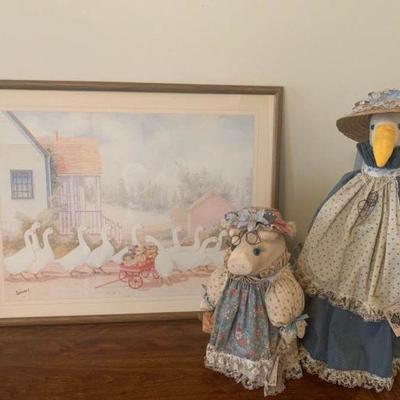 Duck and Pig Doorstops and Framed Photo