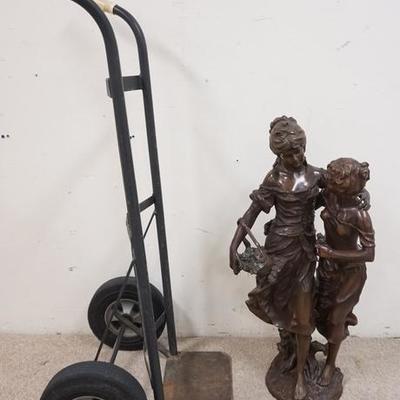 1057	AUGUST MOREAU LARGE BRONZE OF TWO WOMEN, 31 1/2 IN H 
