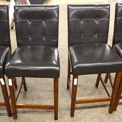  Set of 4 Leather Style Pub Chairs 