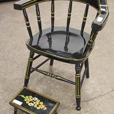  Paint Decorated â€œJ.s. Ebersolâ€ Chair and Small Stool 