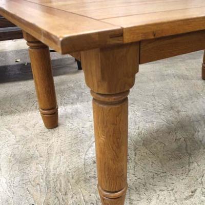  Rustic Country Farm Style Oak Plank Dining Room Table with 6 Windsor Chairs Table has 2 Leaves â€“ Believe to be Amish Made 