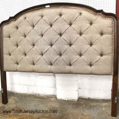  NEW King Size Button Tufted Upholstered Mahogany Frame Headboard 