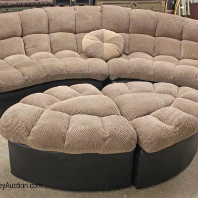  COOL NEW 4 Piece Leather and Upholstered Sofa and Ottoman with Pillow 