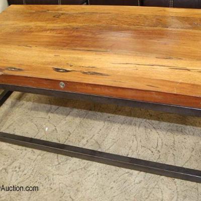 Wood and Metal Industrial Style 3 Piece Coffee Table and 2 Lamp Tables 