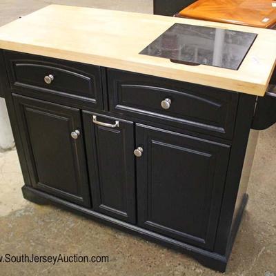  Contemporary Butcher Block Top with Marble Top Insert Cutting Board Kitchen Work Island 