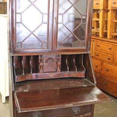  Mahogany Serpentine Ball and Claw Secretary Desk with Bookcase Top 