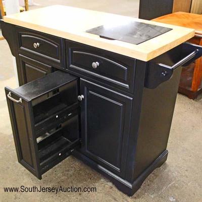  Contemporary Butcher Block Top with Marble Top Insert Cutting Board Kitchen Work Island 