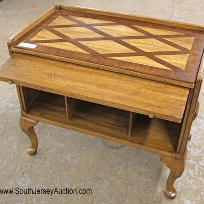  Mahogany 2 Tone Queen Anne Stand with Pull Out Tray 