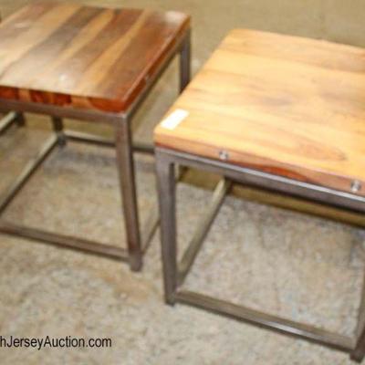 Wood and Metal Industrial Style 3 Piece Coffee Table and 2 Lamp Tables 