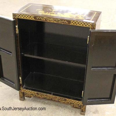  Lacquer Asian Inspired 2 Door Cabinet 